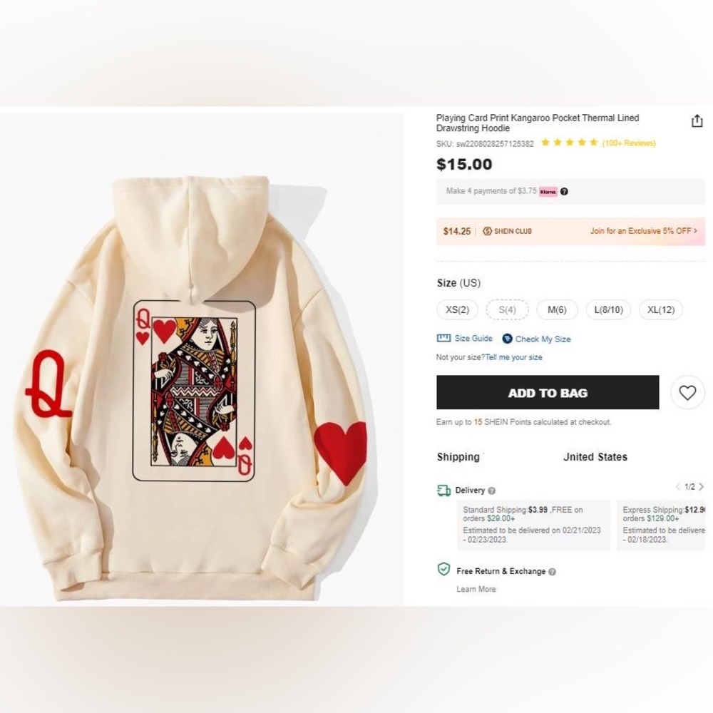Queen of Hearts Hoodie - L